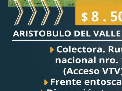 Terreno en venta lote ubicado sobre calle colectora ruta nacional 14 en el acceso a la vtv de aristóbulo del valle. , Aristobulo del Valle