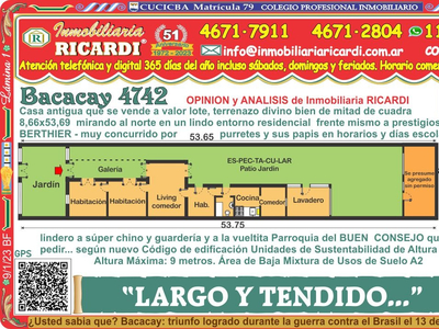 Largo Y Tendido Caserón Tipo Chorizo Lote 8,66 X 53.59