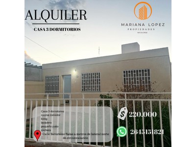Alquiler Casa 3 Dormitorios Pequeño Patio. Capital