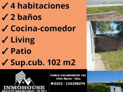 Casa en Venta en Villa María - Villa Maria - 4 dorm - 6 amb - 100 m2 - 253 m2 tot.