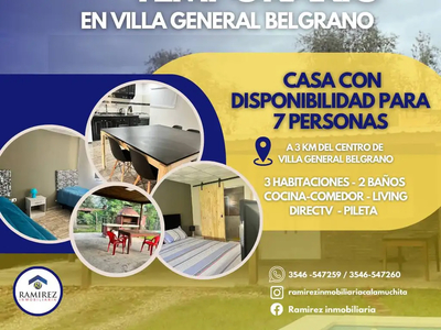 Casa Temporal, Alquiler Temporario En Vgb, Villa General Belgrano | Inmuebles Clarín