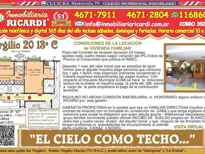 Departamento Alquiler 2 ambientes 53 años, 37m2, con balcón, Virgilio 100 piso 13, Villa Luro | Inmuebles Clarín