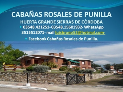Alquilo Cabañas-chalet La Falda Huerta Grande Sierras de Còrdoba