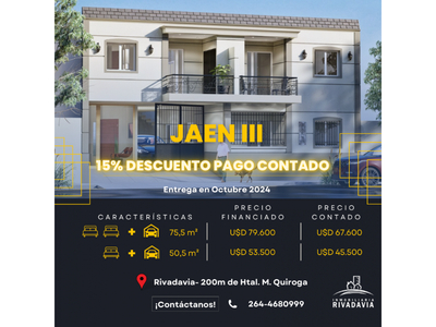 Venta Departamentos De 1 Dormitorios- Complejo Jaén 3…precios Desde: