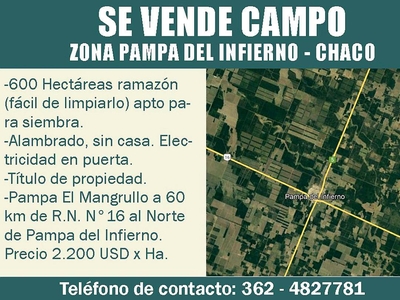 Zona de Pampa del Infierno Chaco, Venta de Campo