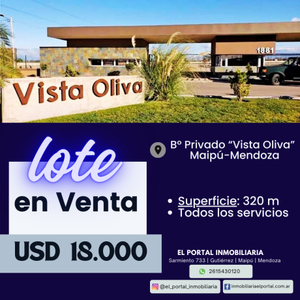 LOTE en VENTA - B° Privado Vistas Oliva - Maipú