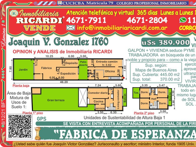 Fabrica De Esperanzas Galpon + Casa 445m2 Cub Lote 7,98x46